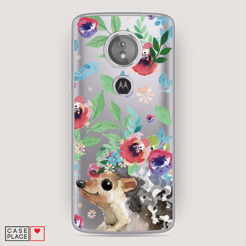 

Чехол Awog на Motorola Moto E5 / Моторола Мото E5 "Ежик в цветах акварель", Разноцветный, 241050-2