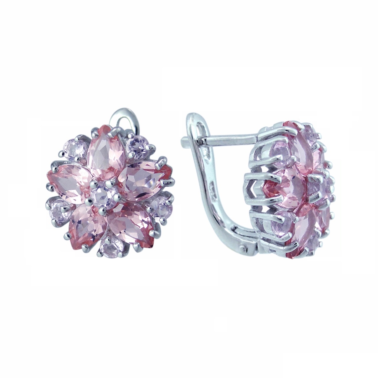

Серьги женские из серебра Balex Jewellery 2405937345, морганит/фианит, 2405937345