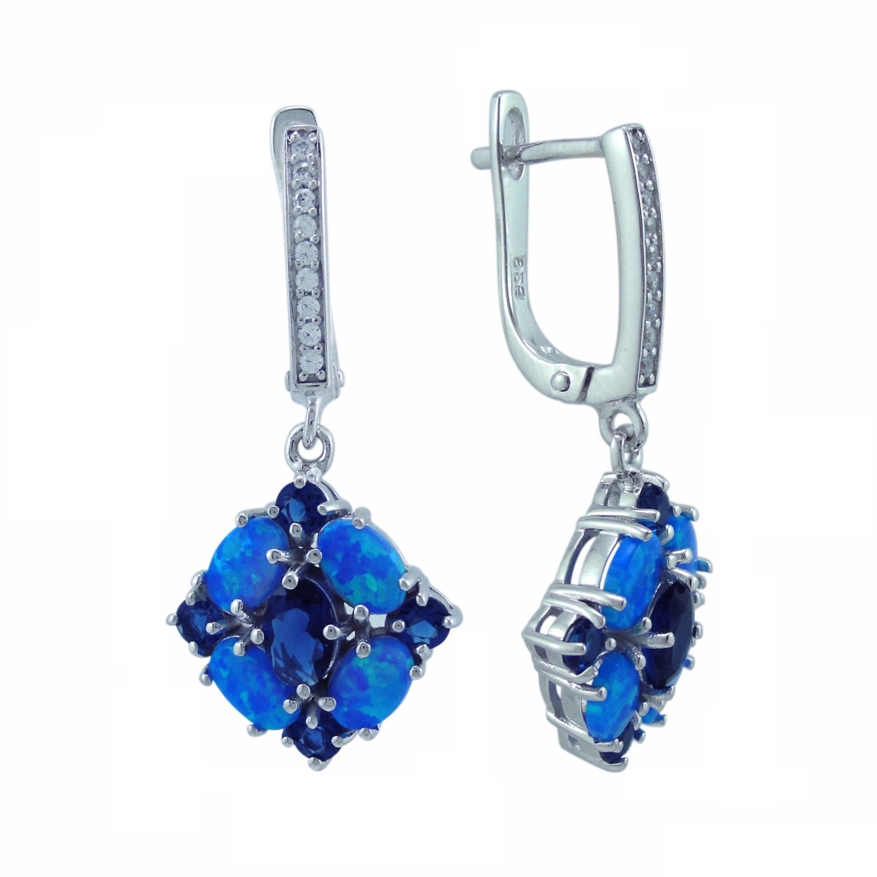 

Серьги женские из серебра Balex Jewellery 2405937347, опал/сапфир/фианит