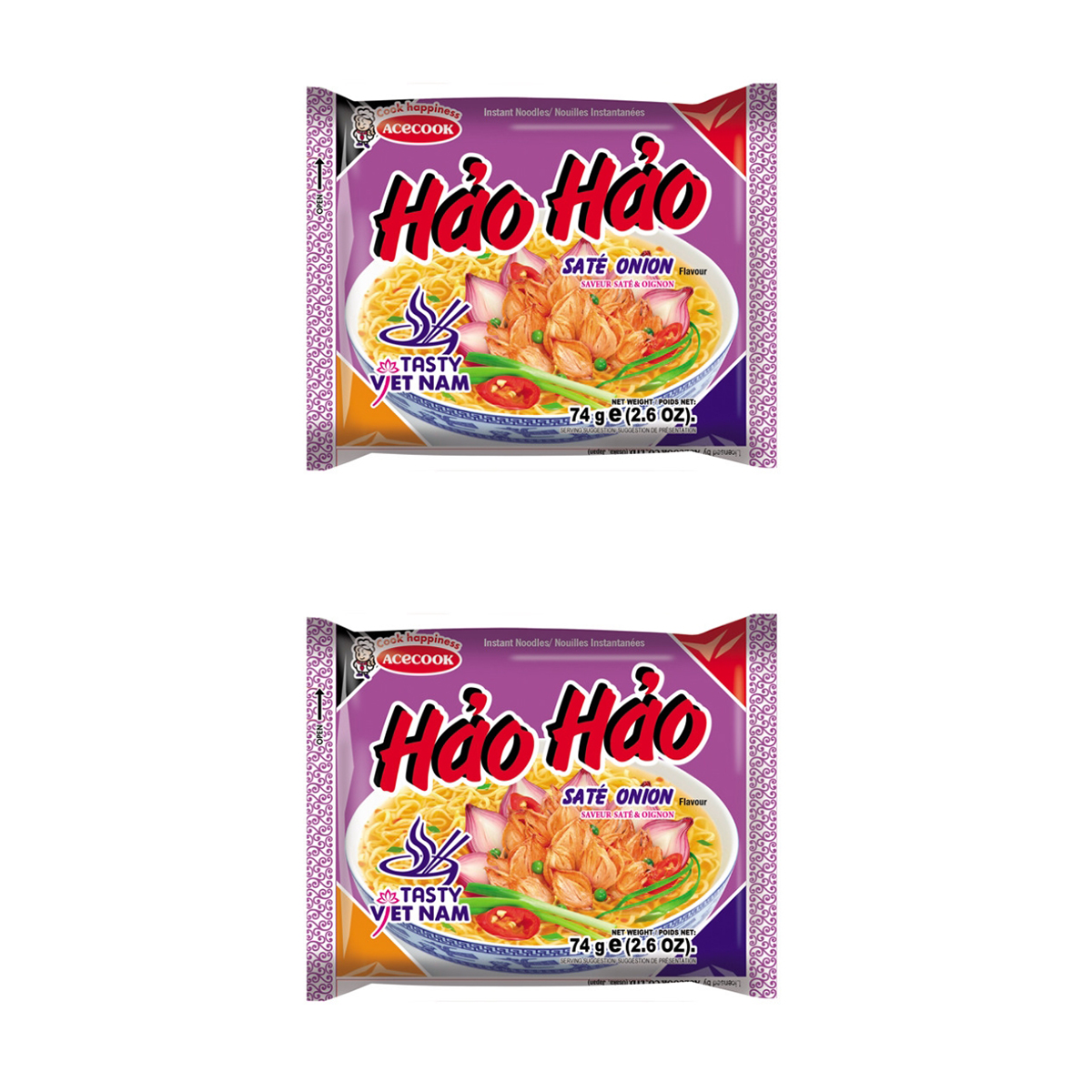 

Лапша быстрого приготовления HAO HAO со вкусом Соте с зеленым луком, 2 шт по 74 г