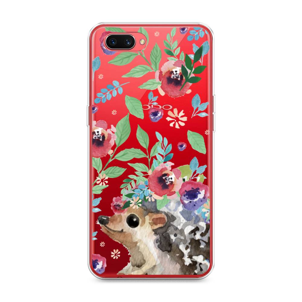 

Чехол Awog на Oppo A3s "Ежик в цветах акварель", Разноцветный, 250650-2