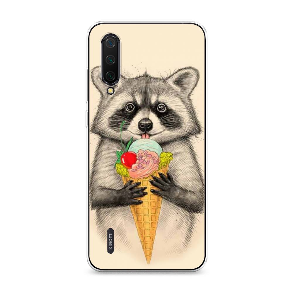 

Чехол Awog на Xiaomi Mi CC9 "Енот с мороженым", Разноцветный, 36150-10