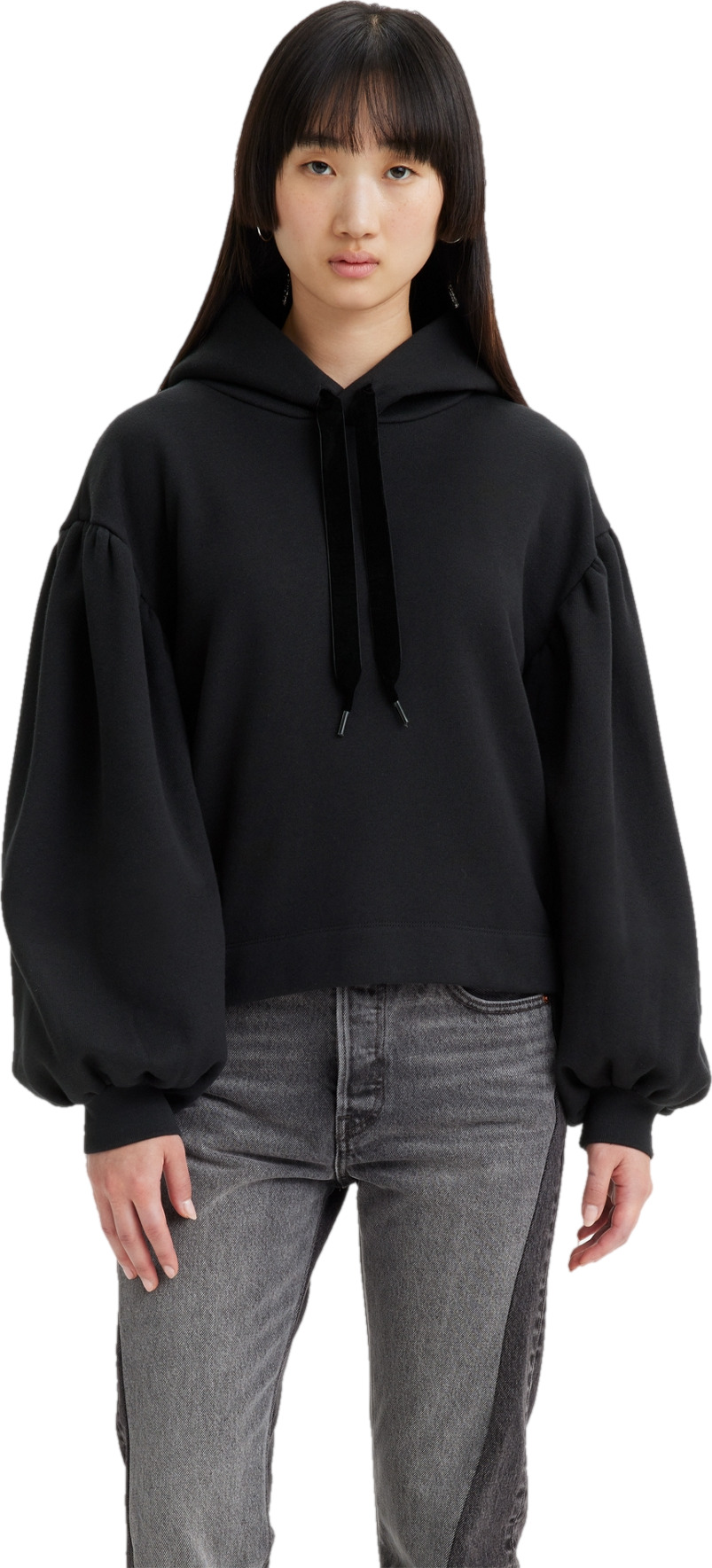

Худи женское Levi's Women Akane Rusched Hoodie Sweatshirt черное S, Черный, Women Akane Rusched Hoodie Sweatshirt