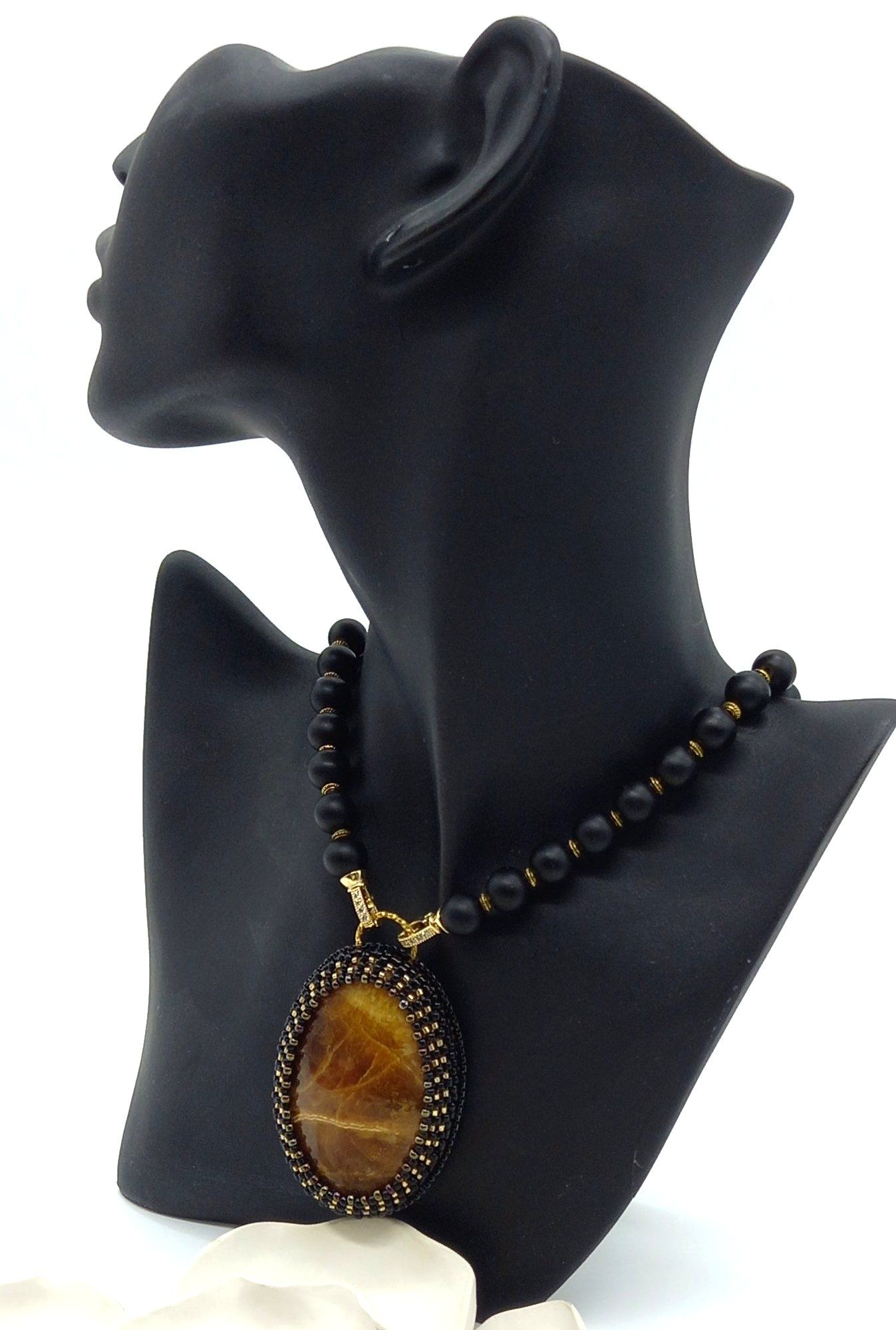 

Колье из бижутерного сплава 55см art-jewellery АВТОРСКИЕ УКРАШЕНИЯ 1-000-107, агат/гематит, 1-000-107