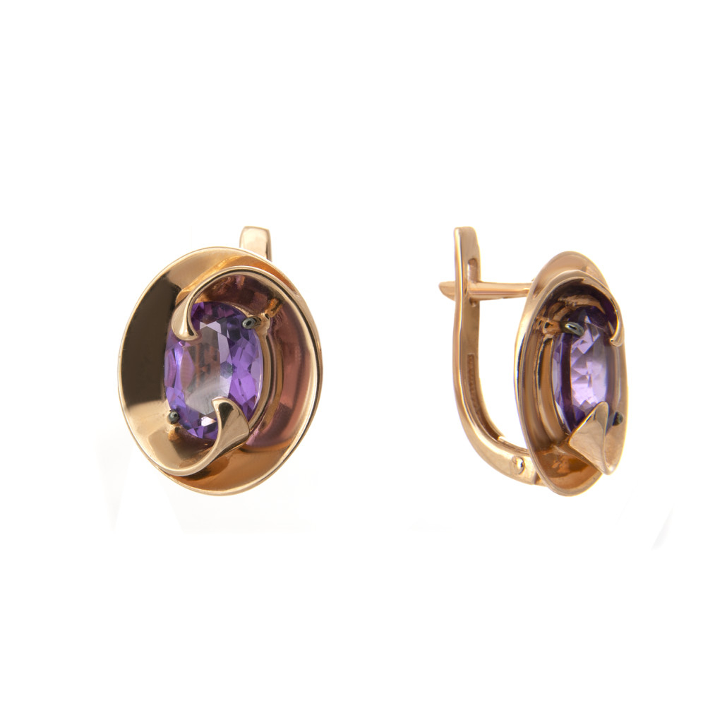 

Серьги из красного золота с аметистом Ювелирные традиции С124-5057Ам, С124-5057Ам