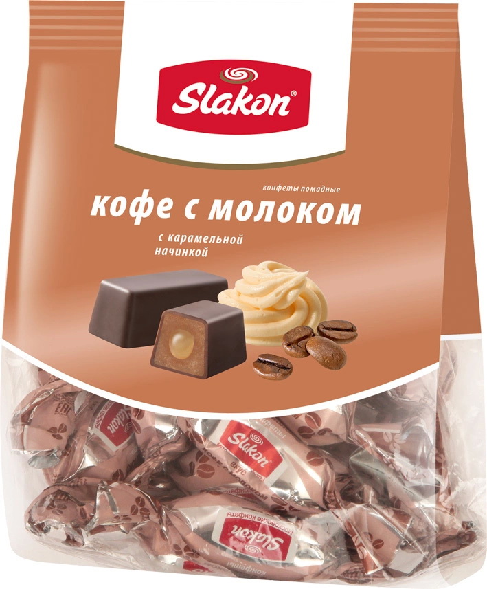 Конфеты Кофе с молоком Slakon глазированные помадные 500 г