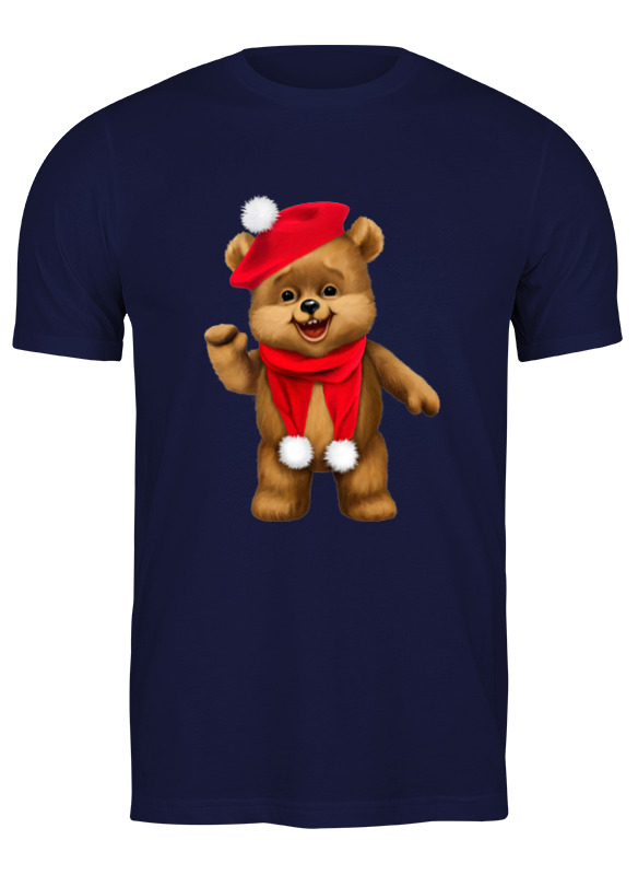 

Футболка мужская Printio Рождественский медвежонок синяя 2XL, Рождественский медвежонок