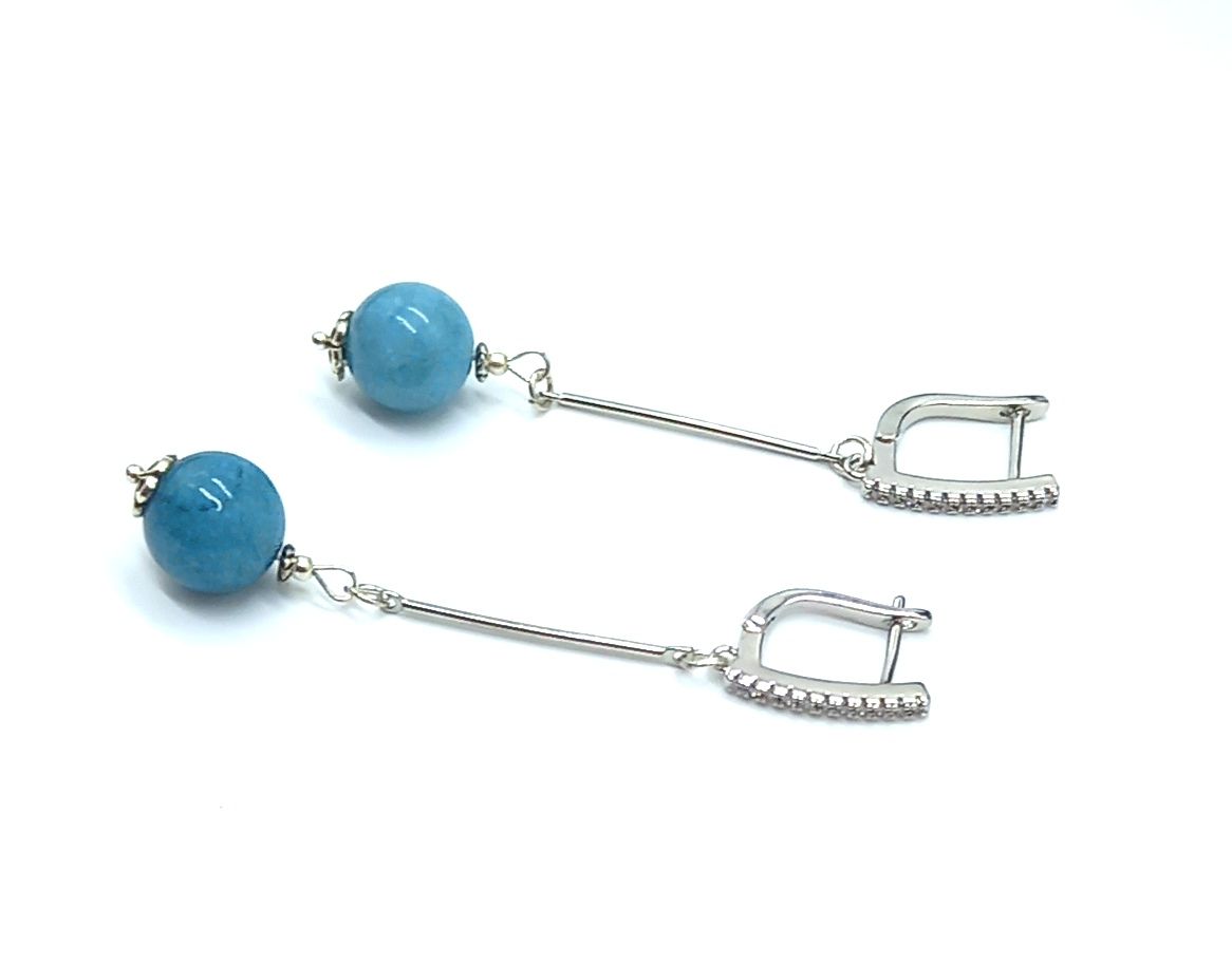 

Серьги из бижутерного сплава art-jewellery АВТОРСКИЕ УКРАШЕНИЯ 1-000-041, халцедон/циркон, 1-000-041