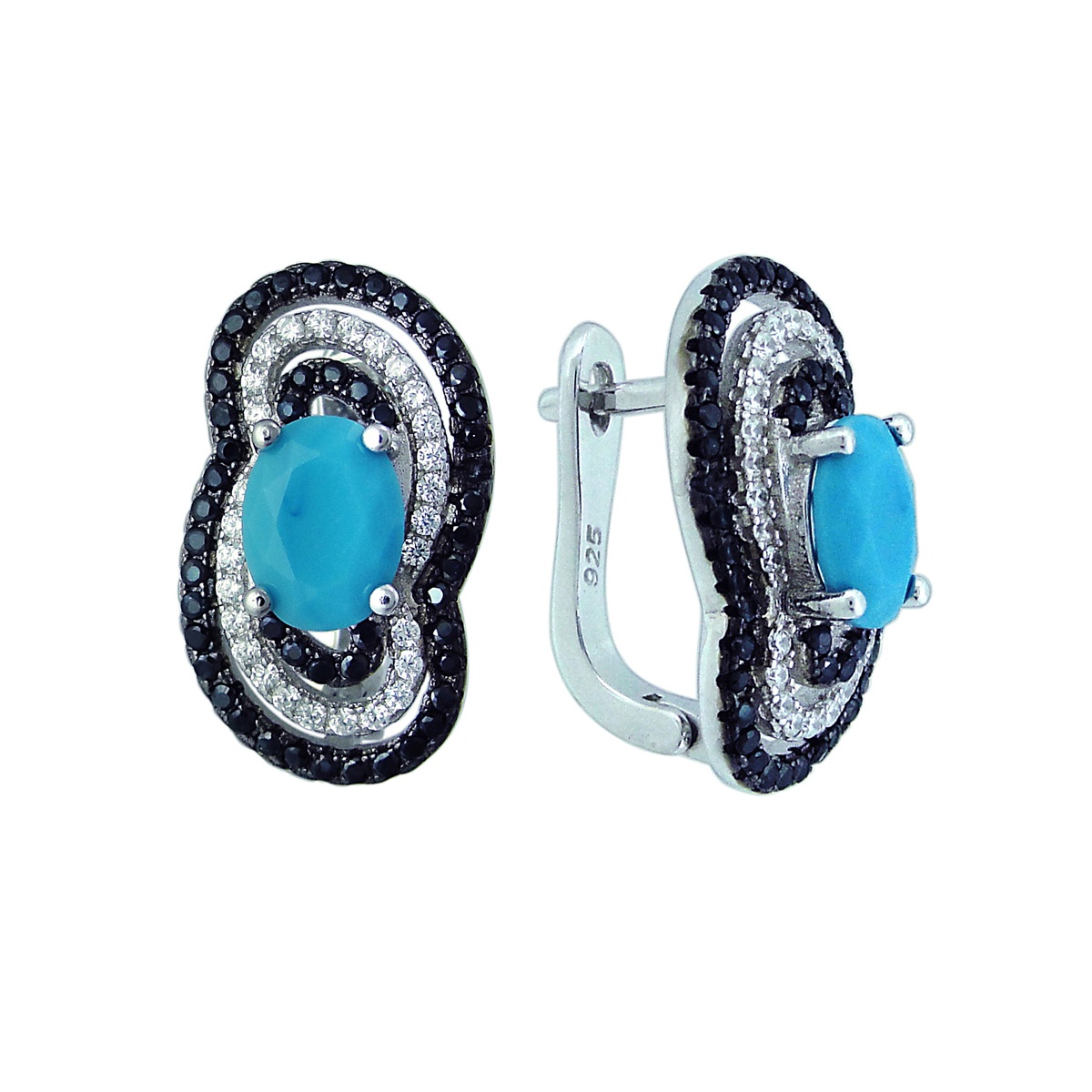 

Серьги женские из серебра Balex Jewellery 2405937399, бирюза/фианит