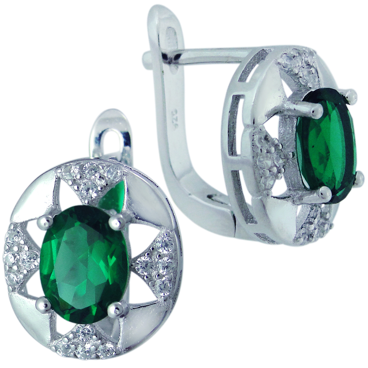

Серьги женские из серебра Balex Jewellery 2405937400, изумруд/фианит