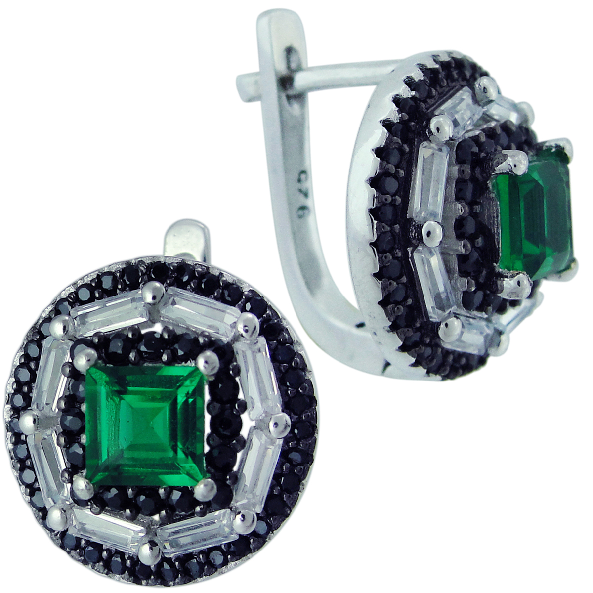 

Серьги женские из серебра Balex Jewellery 2405937421, изумруд/фианит