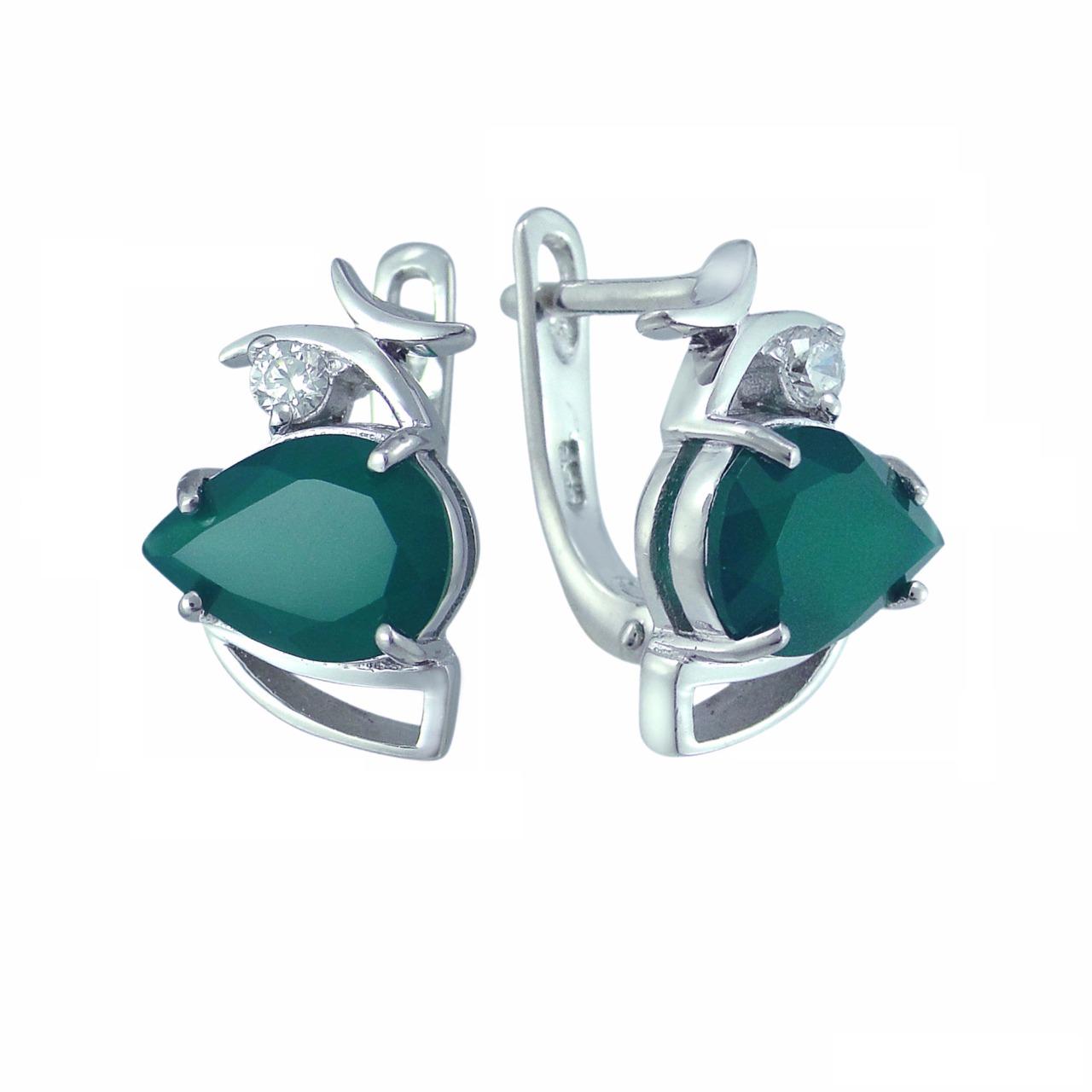 

Серьги женские из серебра Balex Jewellery 2405937459, хризопраз/фианит, 2405937459