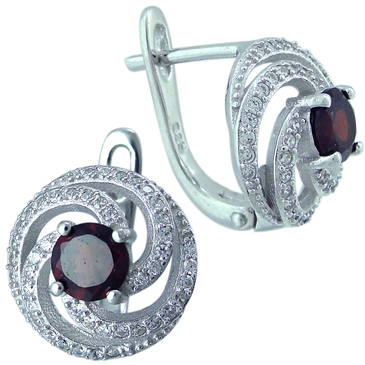 

Серьги женские из серебра Balex Jewellery 2405937514, гранат/фианит