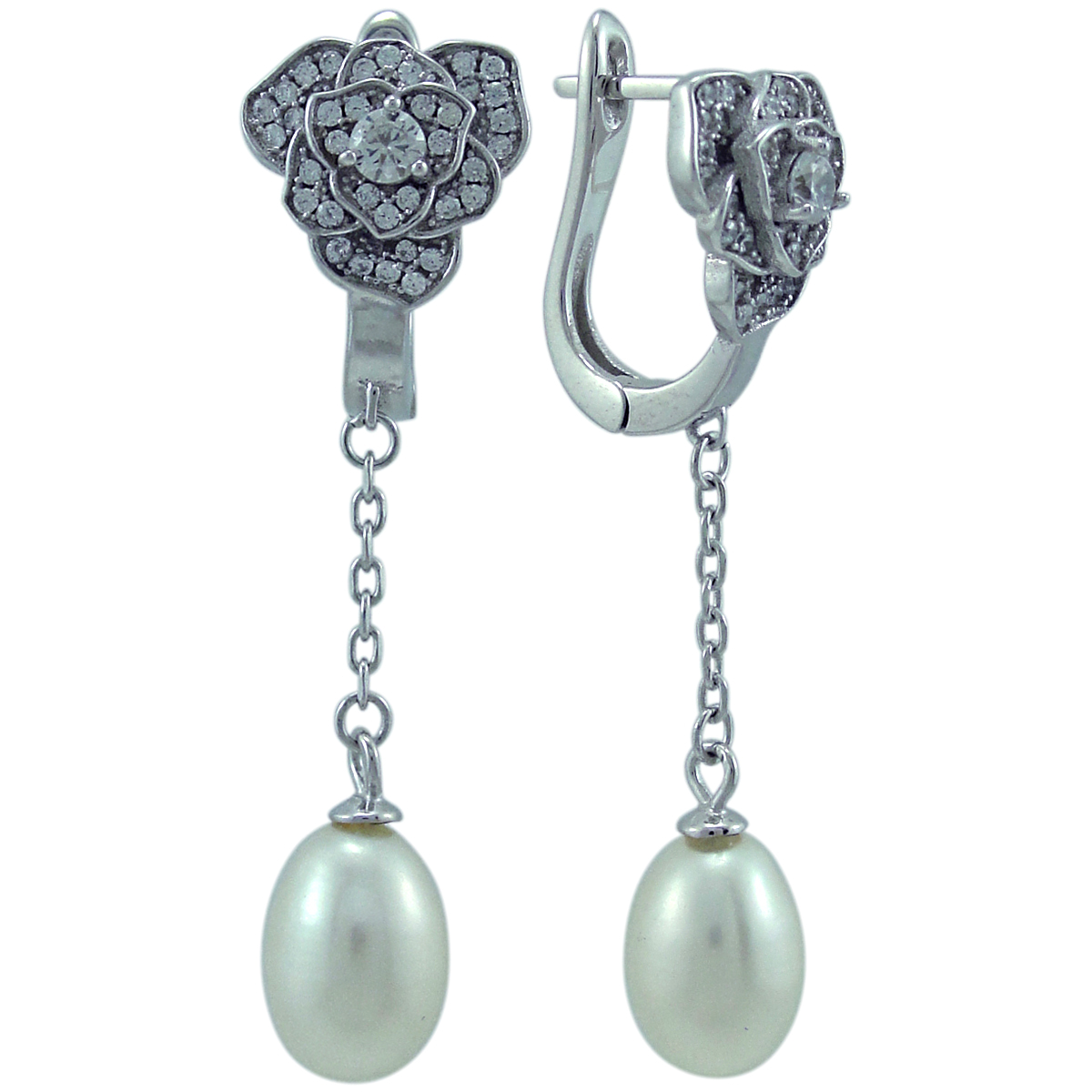 

Серьги подвески из серебра Balex Jewellery 2405937518, жемчуг культивированный/фианит, 2405937518