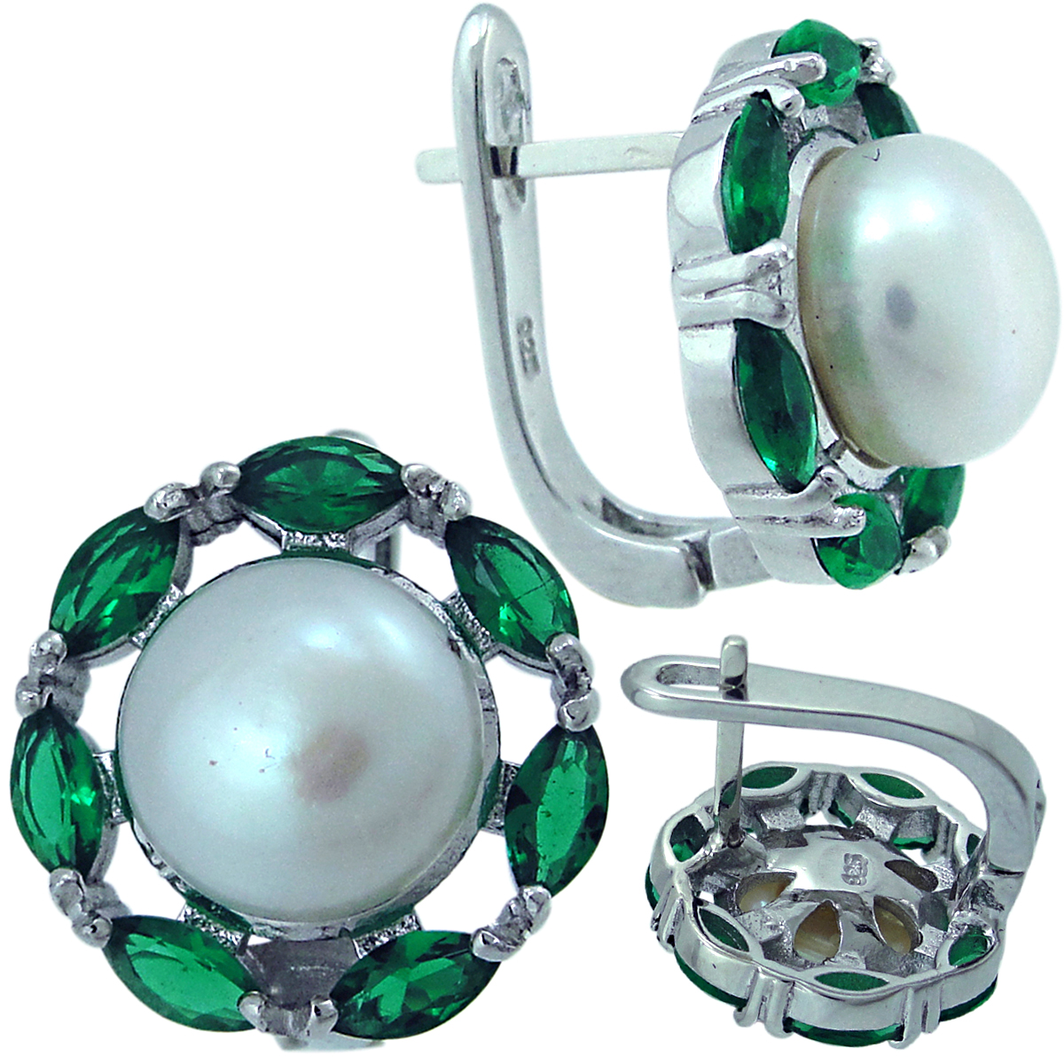 

Серьги женские из серебра Balex Jewellery 2405937521, жемчуг/изумруд
