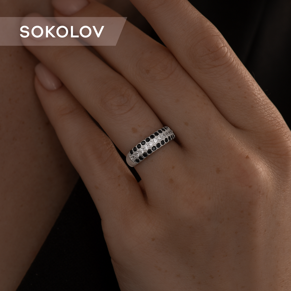 

Кольцо из серебра р.  SOKOLOV 94010064, фианит, 94010064