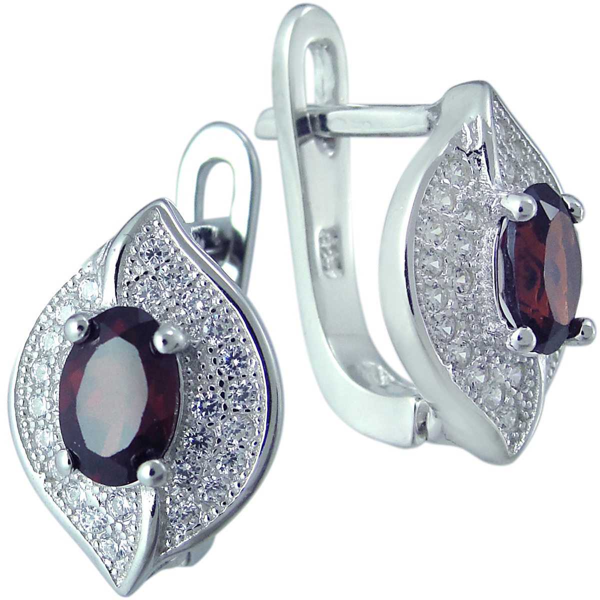 

Серьги женские из серебра Balex Jewellery 2405937569, гранат/фианит