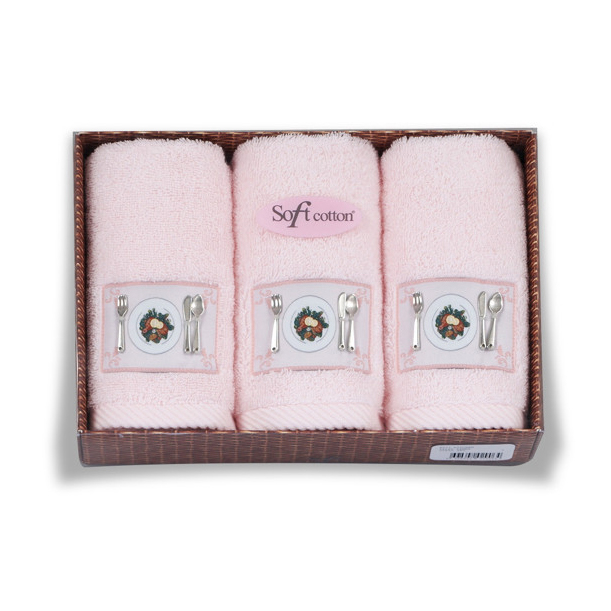 Набор Полотенец Soft cotton 32х50 см - 3 шт розовый
