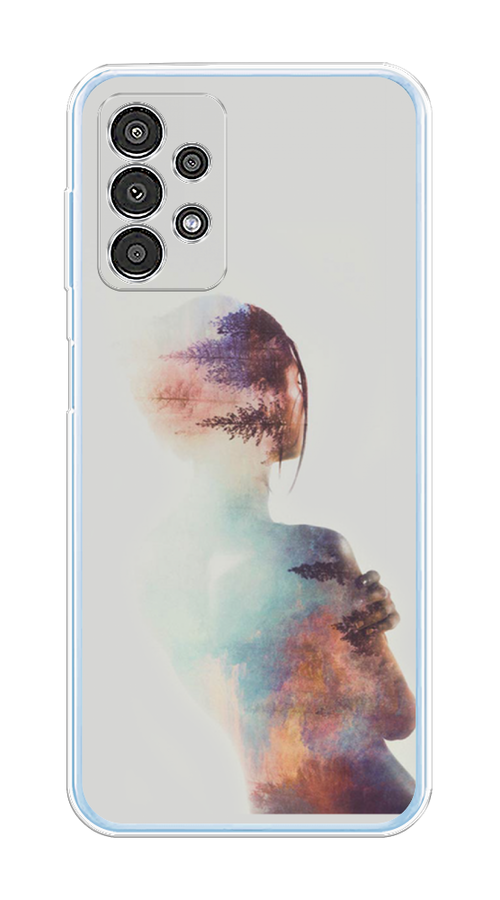 

Чехол на Samsung Galaxy A13 4G "Девушка-лес", Розовый;голубой;серый, 2104850-1