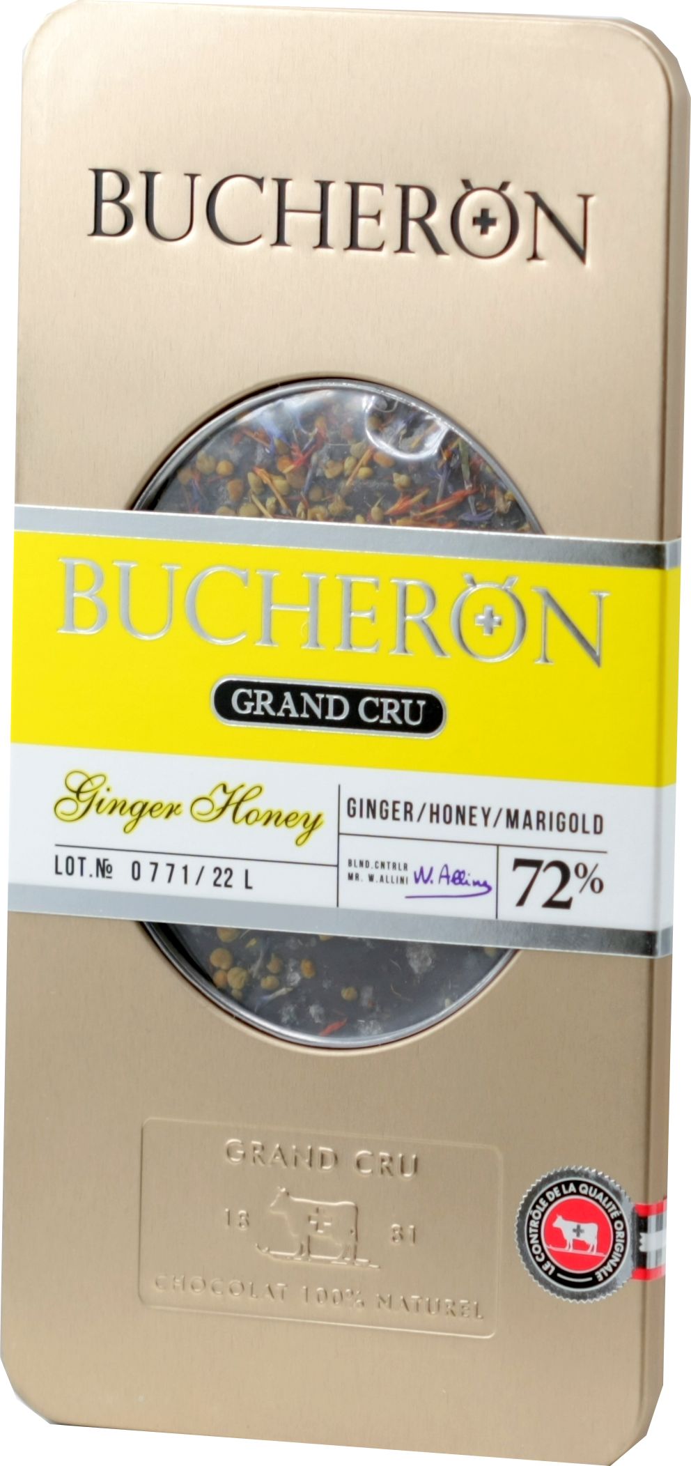 Шоколад Bucheron Grand Cru горький с имбирем, пыльцой, васильком и календулой 100 г