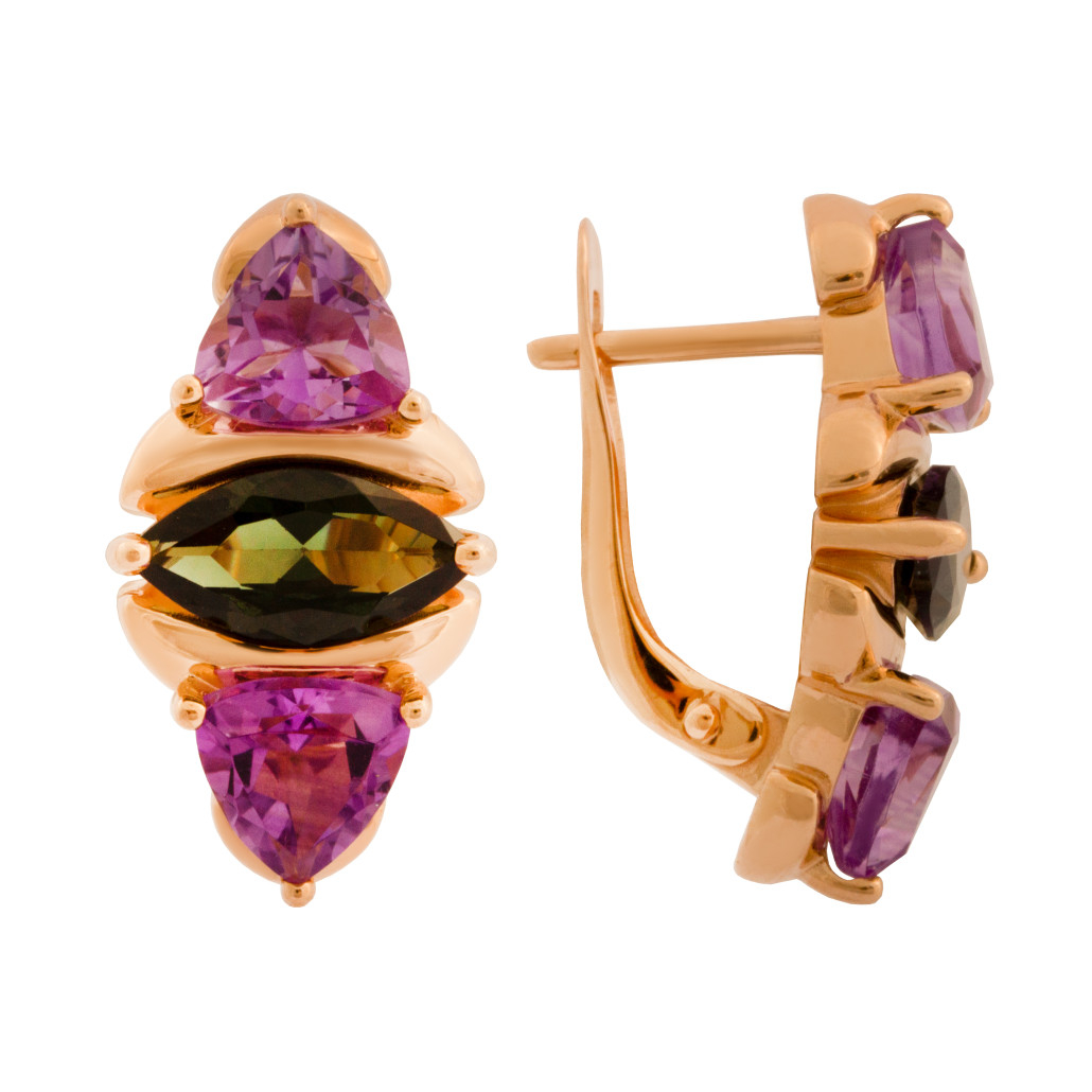 

Серьги из красного золота с кварцем Золото Дисконт С120-860М3, С120-860М3