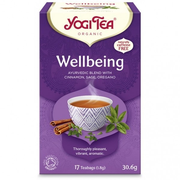 Чай в пакетиках Yogi Tea Wellbeing Благополучие, Корица, Шалфей, Орегано, 17 пакетиков