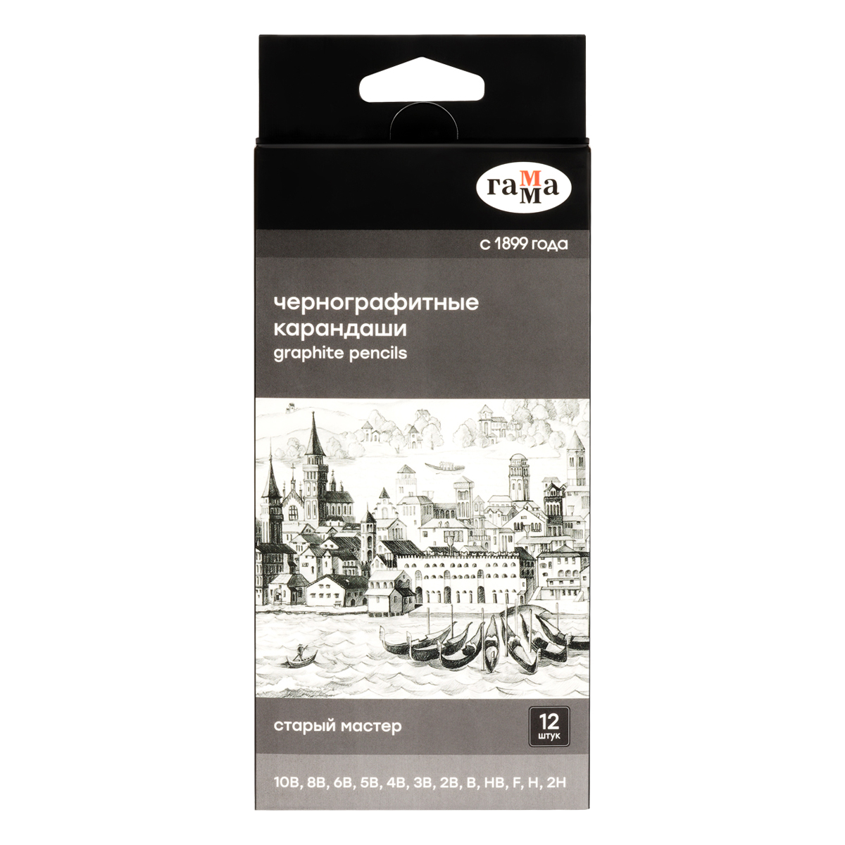 

Набор карандашей ч/г Гамма 12шт., 10B-2H, картон. упаковка, европодвес