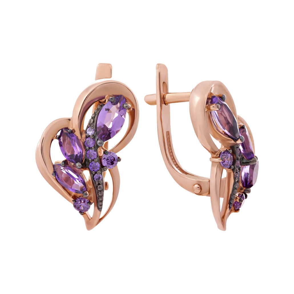 

Серьги из красного золота с аметистом Золото Дисконт С125-5459АмФ, С125-5459АмФ