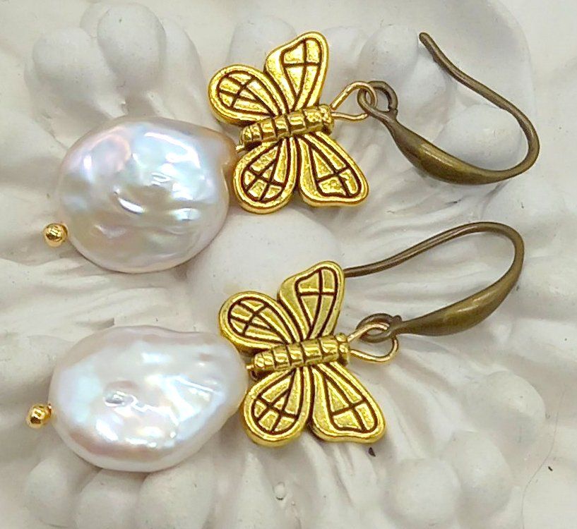 

Серьги из бронзы art-jewellery АВТОРСКИЕ УКРАШЕНИЯ 1-000-201, жемчуг, 1-000-201