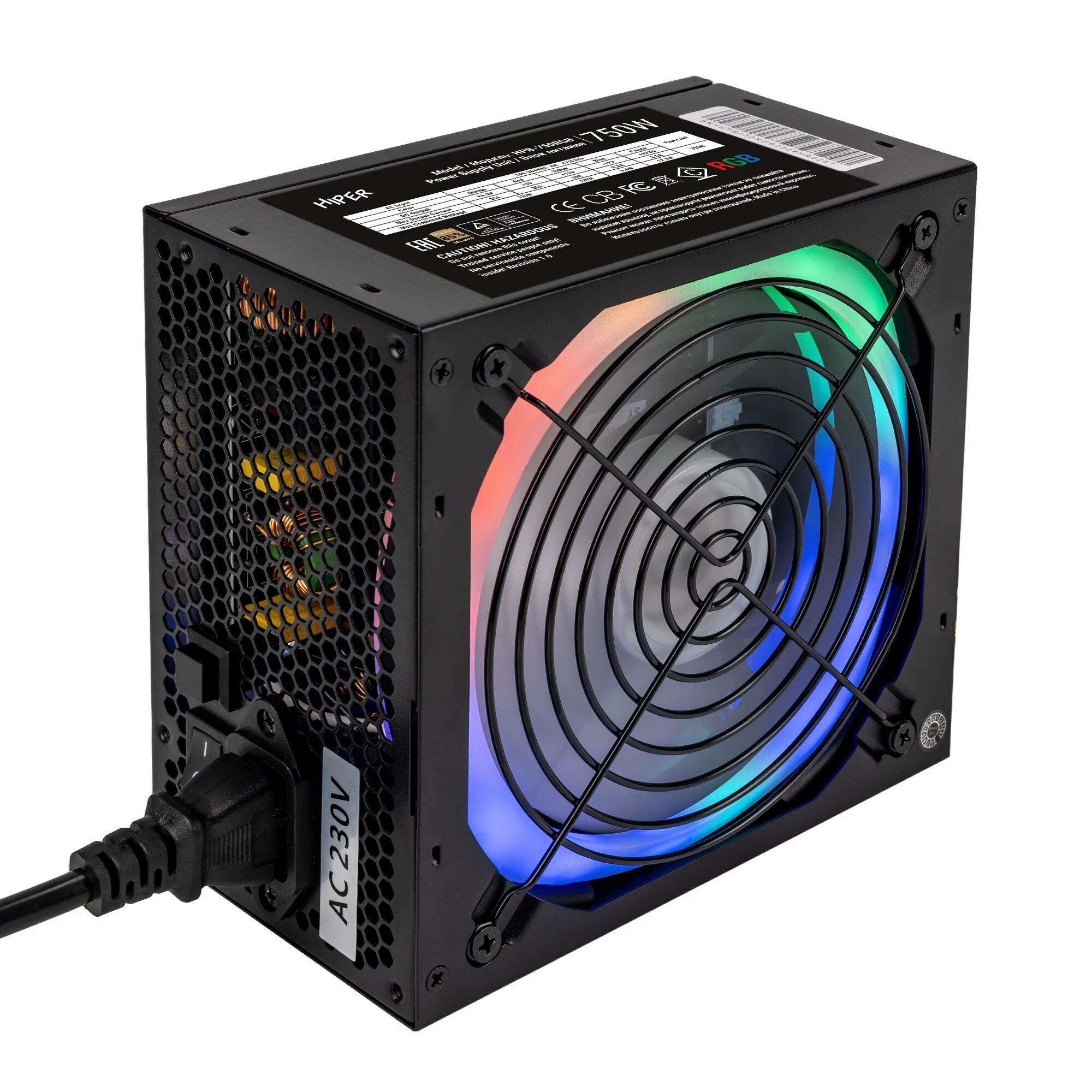 

Блок питания HIPER 750W (HPB-750RGB), Черный