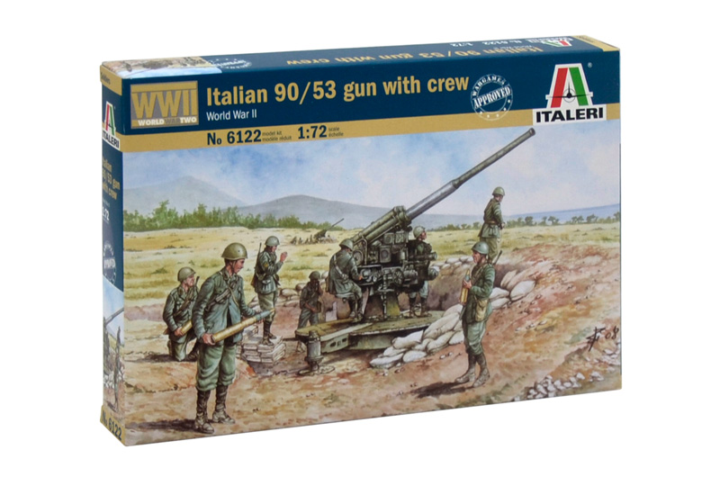 фото Сборная модель italeri 1/72 italian 90/53 gun with crew 6122