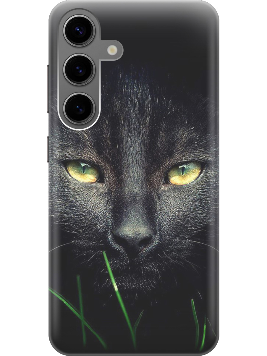 

Силиконовый чехол на Samsung Galaxy S24 с рисунком "Кошка в темноте", Черный, 20011912