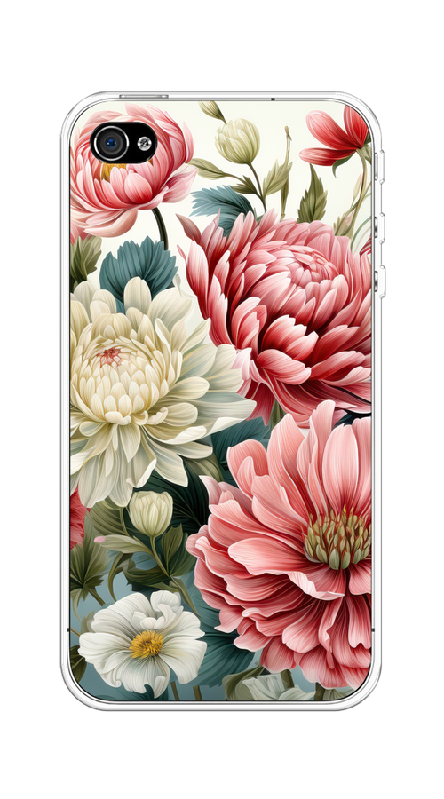 

Чехол на Apple iPhone 4/4S "Садовые цветы рисунок", Розовый;зеленый;белый, 10150-1