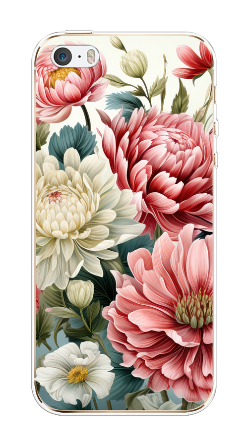

Чехол на Apple iPhone 5/5S/SE "Садовые цветы рисунок", Розовый;зеленый;белый, 10350-1