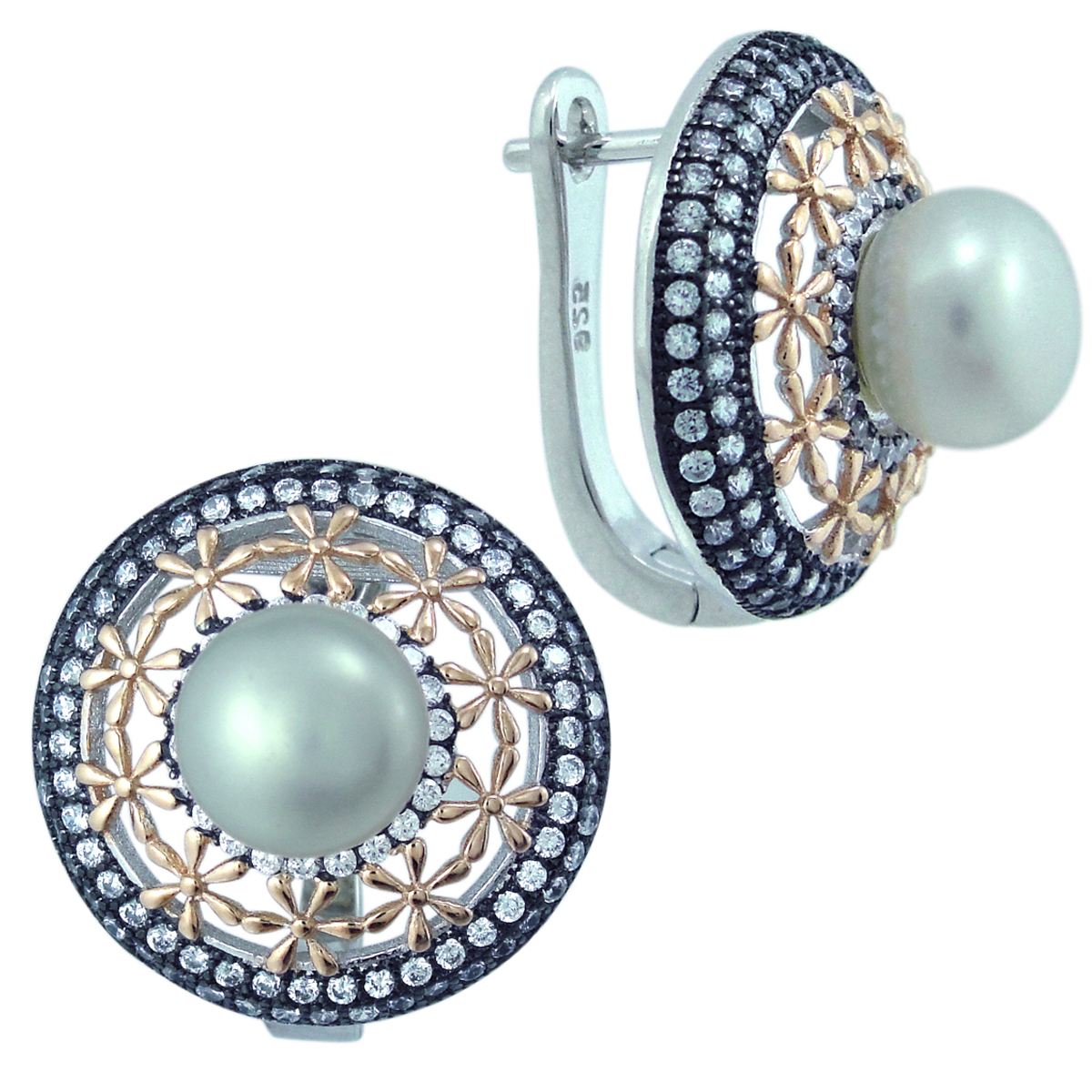Серьги женские из серебра Balex Jewellery 2405937618, жемчуг/фианит