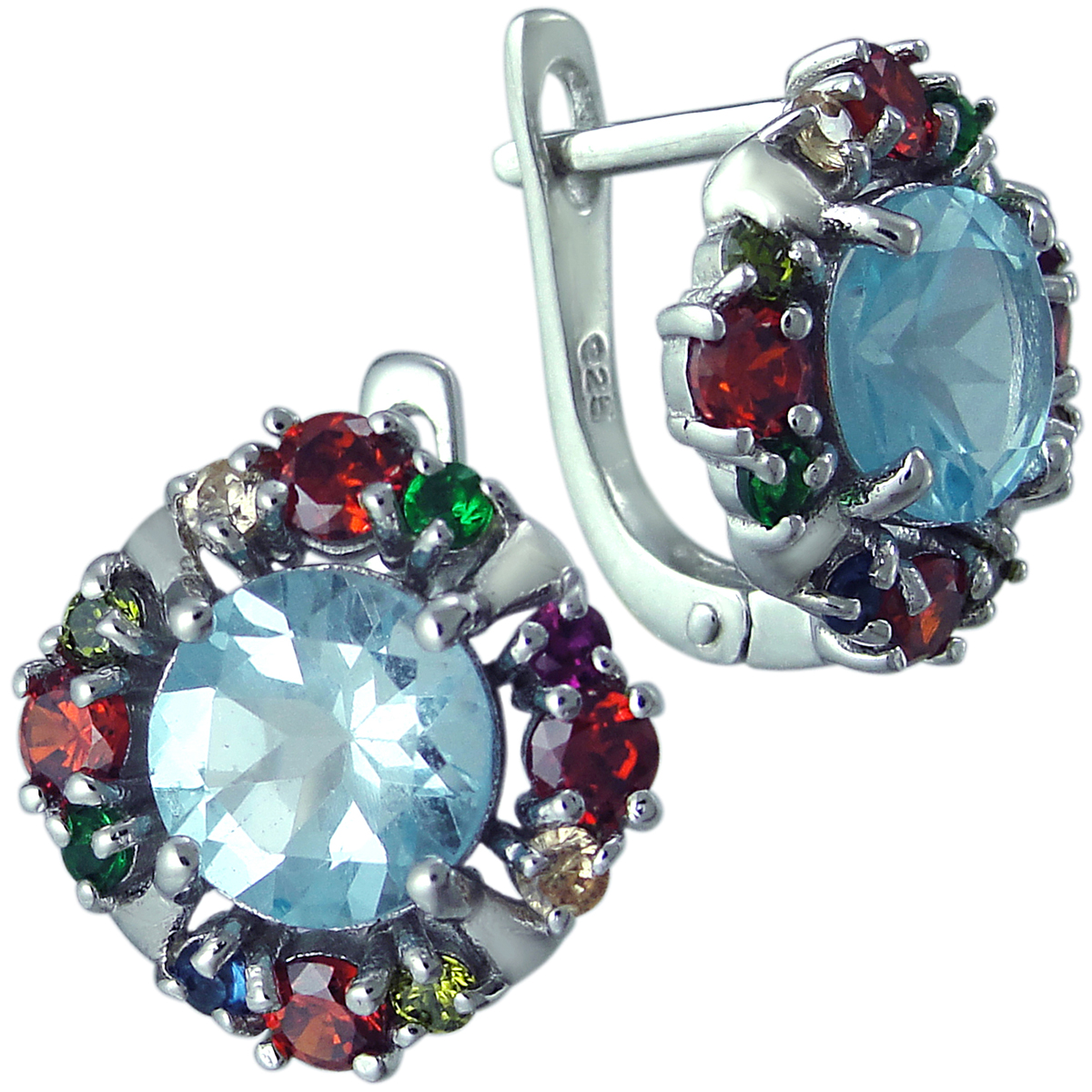 

Серьги женские из серебра Balex Jewellery 2405937626, гранат/изумруд, 2405937626