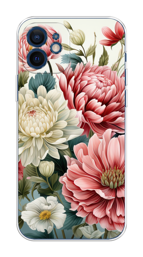 

Чехол на Apple iPhone 12 Mini "Садовые цветы рисунок", Розовый;зеленый;белый, 12650-1