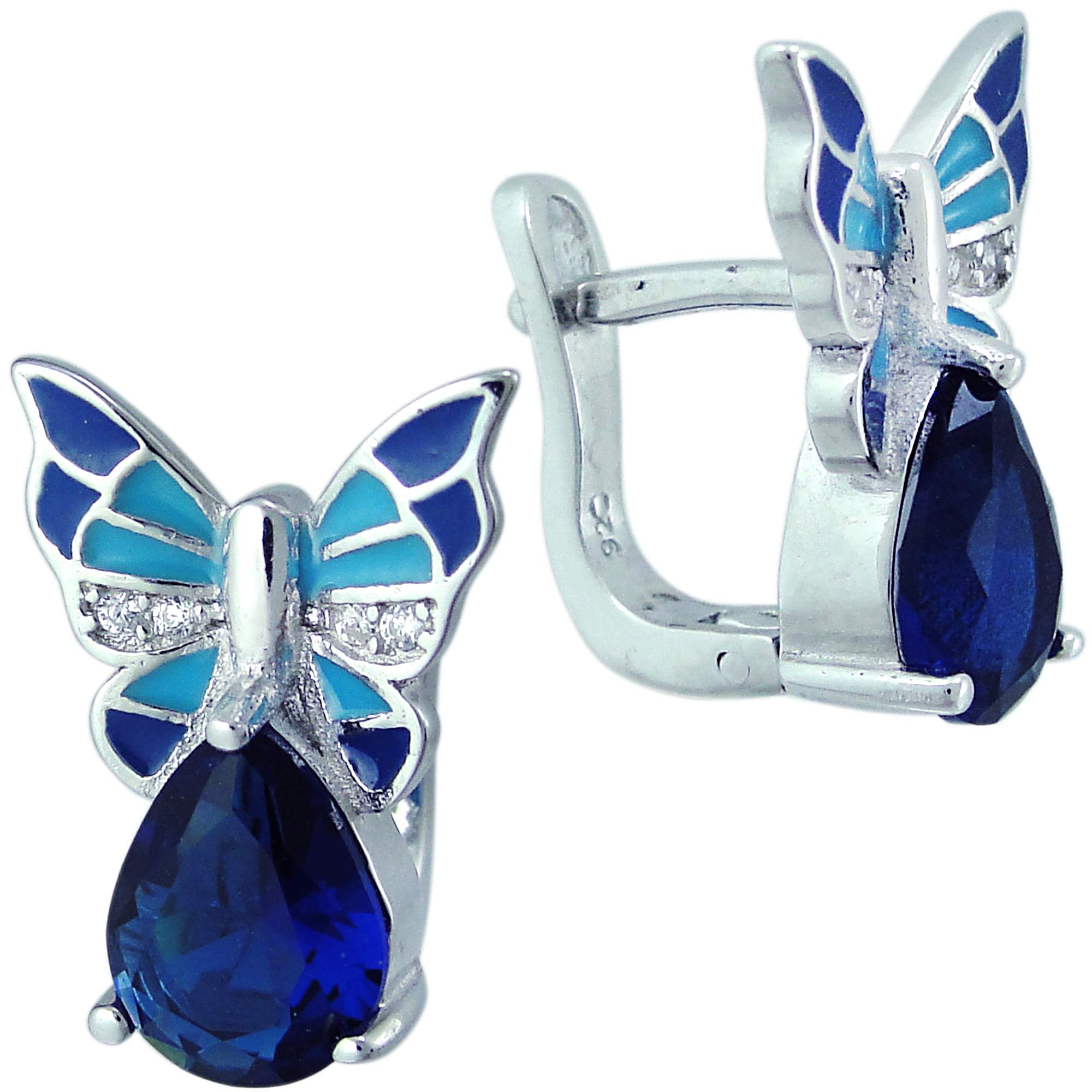 

Серьги из серебра Balex Jewellery 2405937661, сапфир/эмаль/фианит, 2405937661