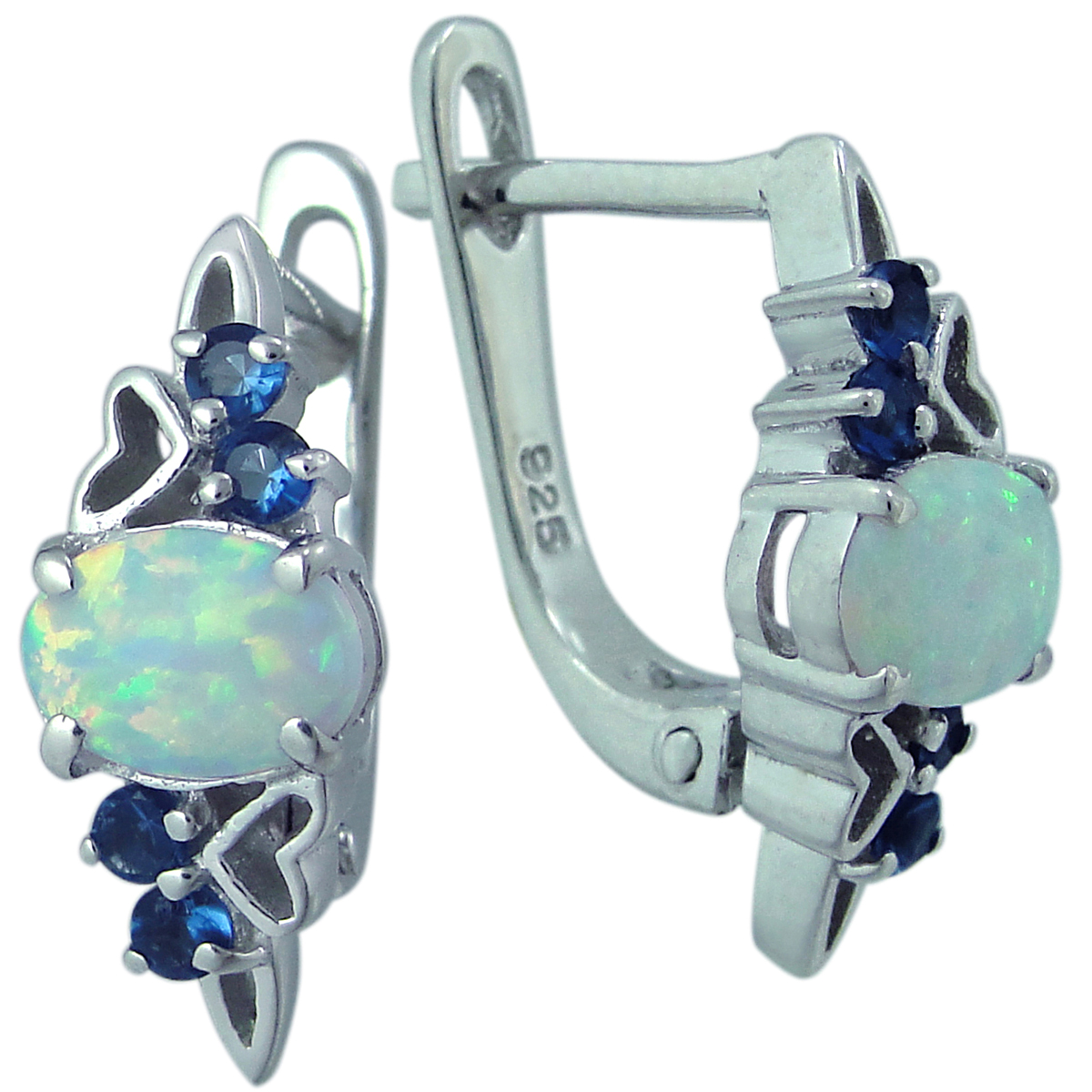 

Серьги женские из серебра Balex Jewellery 2405937664, опал/сапфир