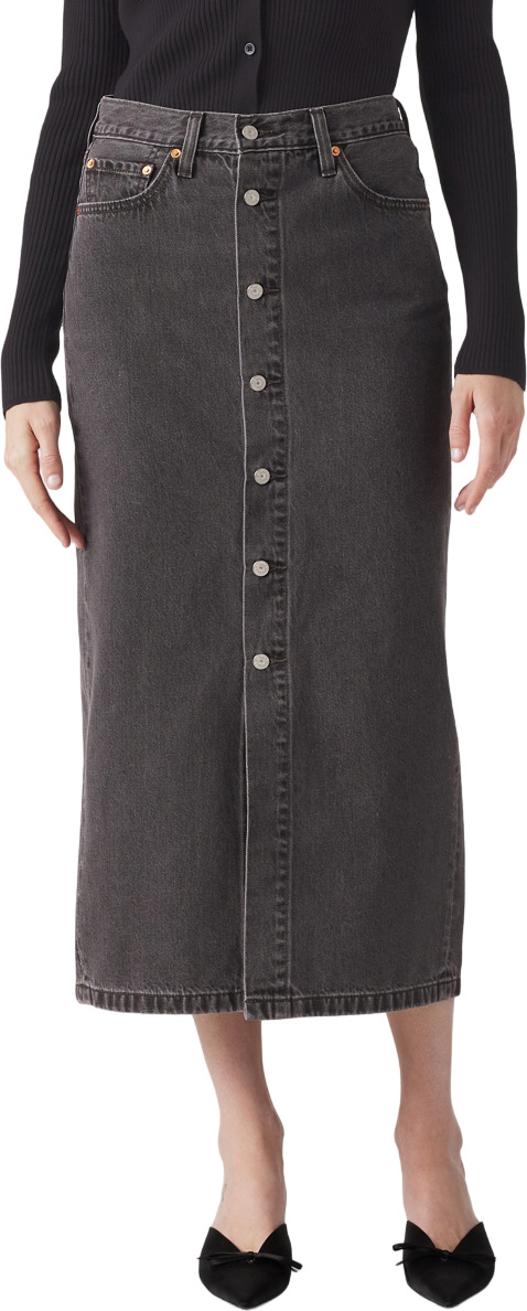 

Юбка женская Levi's BUTTON MIDI SKIRT черная 27, Черный, BUTTON MIDI SKIRT