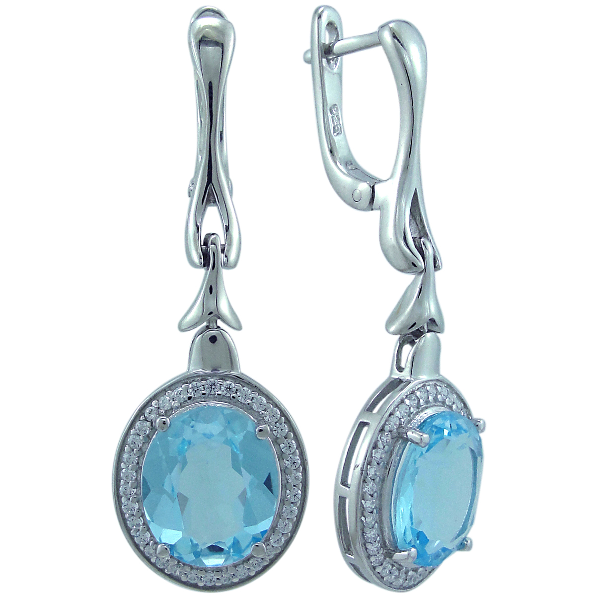 

Серьги подвески из серебра Balex Jewellery 2405937681, топаз/фианит, 2405937681