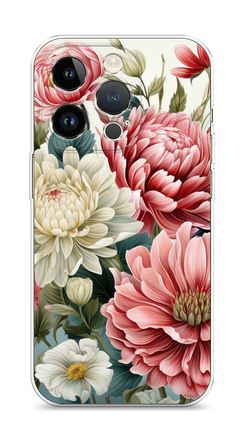 

Чехол на Apple iPhone 14 Pro "Садовые цветы рисунок", Розовый;зеленый;белый, 15250-1