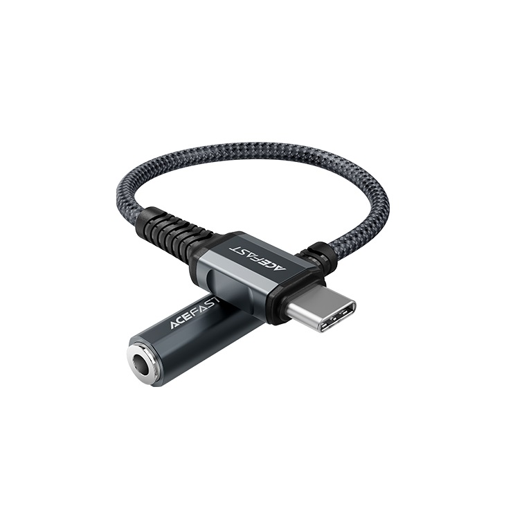 

Переходник usb type-c - jack 3,5mm Acefast C1-07 USB-C to DC3.5 aluminum 0.18 м серый, C1-07 USB-C to DC3.5 aluminum