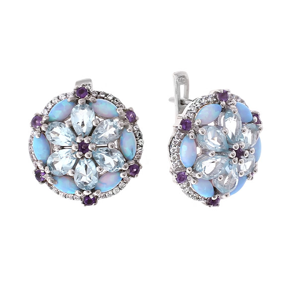 

Серьги женские из серебра Balex Jewellery 2410931157, опал/топаз/аметист, 2410931157