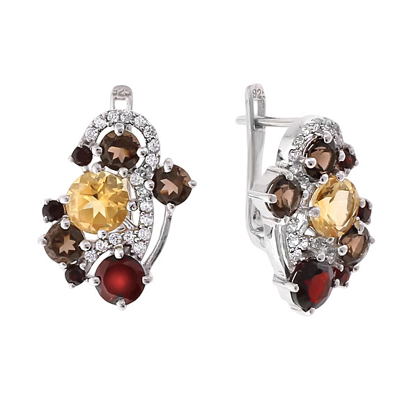 

Серьги женские из серебра Balex Jewellery 2410931162, цитрин/гранат