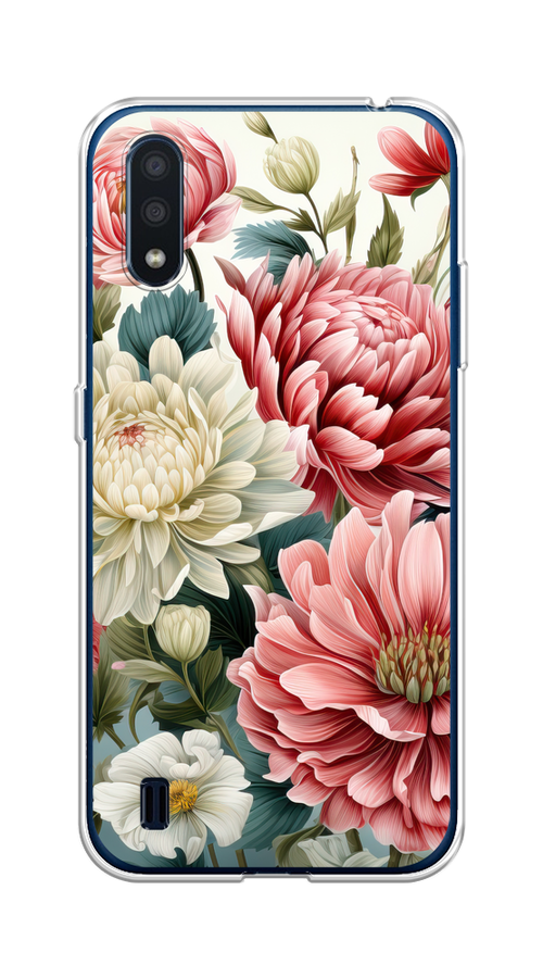 

Чехол на Samsung Galaxy M01 "Садовые цветы рисунок", Розовый;зеленый;белый, 2101150-1