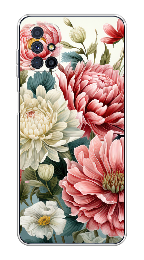 

Чехол на Samsung Galaxy M51 "Садовые цветы рисунок", Розовый;зеленый;белый, 2101550-1