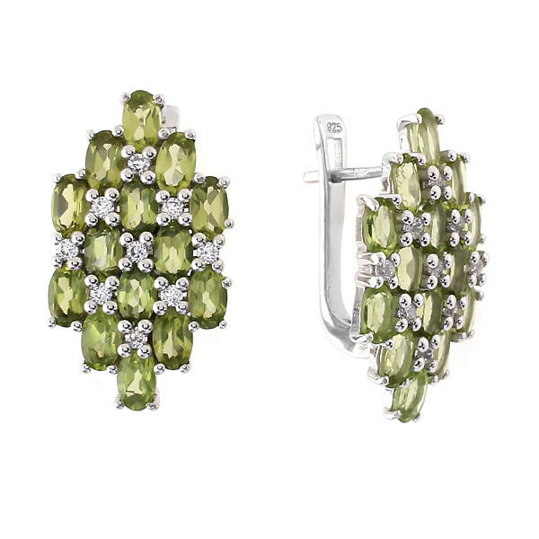 

Серьги женские из серебра Balex Jewellery 2410931175, хризолит/фианит, 2410931175