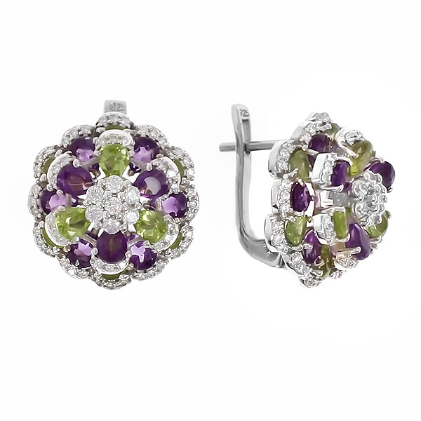 

Серьги из серебра Balex Jewellery 2410931201, аметист/хризолит/фианит, 2410931201