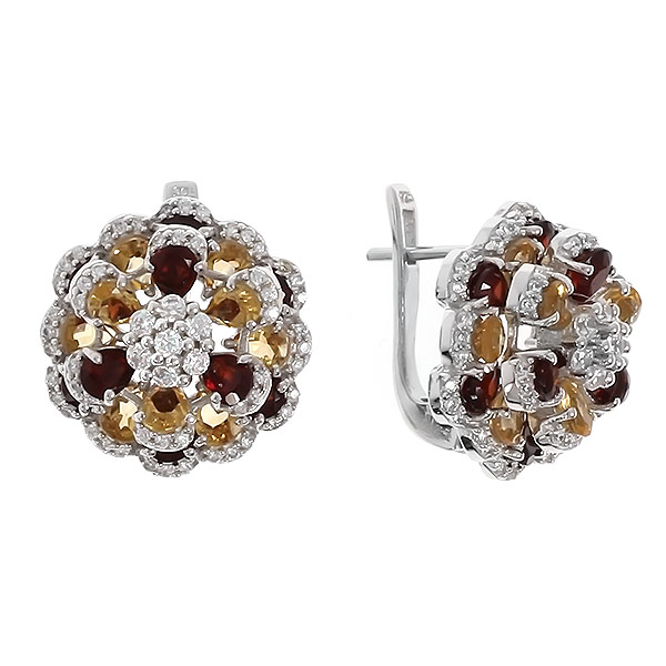 

Серьги женские из серебра Balex Jewellery 2410931202, гранат/цитрин, 2410931202